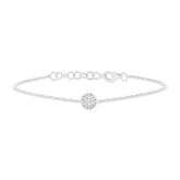0.05ct 14k White Gold Diamond Pave Circle Bracelet